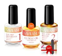 Saviland Nail Dehydrator e Non-acid PH Bond Set - 3x15ml, Nail Prep Dehydrator e Non-acid Bonding con olio per cuticole, Rendi le unghie in gel/smalto per unghie di lunga durata