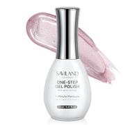 SAVILAND One-Step Smalto Semipermanente Unghie Magnetico 15ML, 5 in 1 Cat Eye Smalto Semipermanente Un Solo Passaggio Base Gel Colore e Top Coat Rinforzo Facili e Veloci, con Magnete, Viola Rosa