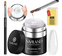 SAVILAND Ricostruzione Unghie Gel Trasparente, 30ML Builder Nail Gel Restauro per Unghie Professionale e Home DIY con 100 Sagome e Pennello, Lunga Durata