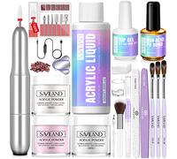SAVILAND Set per Unghie Acriliche con Fresa per Unghie Polvere Acrilica Chiaro/Bianca/Rosa e 50 ml Liquido, Top Gel, Nail Prep, Pennello, Accessori, Set Completo per Unghie Acriliche per Principianti