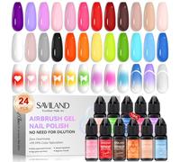 SAVILAND Smalto in Gel per Aerografo Set: 24 Colori di Smalto Gel Aerografo per Sfumature, Fard, French Manicure, Manicure a Strati, Senza Diluizione, per Casa, Fai da Te e Salone