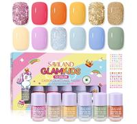 SAVILAND Smalto per unghie per bambini ad asciugatura rapida: non tossico, set di 12 colori a base d'acqua, peel-off, olio di ricino naturale, set da regalo per ragazze da 5 a 12 anni