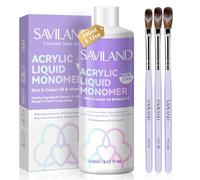 SAVILAND SSProAcryl X - Liquido acrilico monomero per unghie: liquido acrilico da 120 ml con 3 spazzole acriliche per unghie in polvere acrilica