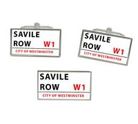 Savile File Segnale Stradale Rettangolo Gemelli E Fermacravatta Set