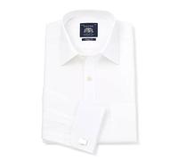 Savile Row, camicia bianca da uomo in popeline, con polsino singolo o doppio e maniche di varia lunghezza White XX-Large