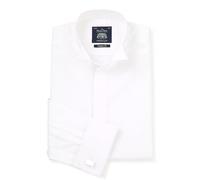 Savile Row Men's White Wing Collar Marcella Bib Front Classic Fit Double Cuff Evening Shirt 15" Standard Double