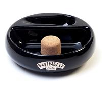 Savinelli Posacenere battipipa in ceramica nero con poggiapipe