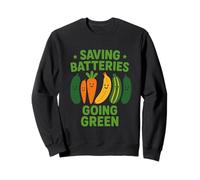 Saving Batteries Going Green Verdure Divertenti Vegan Felpa