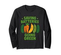 Saving Batteries Going Green Verdure Divertenti Vegan Maglia a Manica