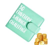 Savings Challenge Book Organizer, 30 Envelope Budget Binder System, 11.5x11cm Waterproof PU Money Storage Wallet, Magnetic Buckle Cash Planner Kit, Office School Travel Finance Control Tool Set