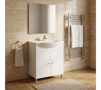 SAVINI DUE Mobile Bagno con Lavabo e Specchio Moderno 57 cm in Legno colore Bianco - Best