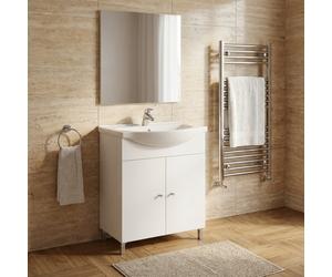 SAVINI DUE Mobile Bagno con Lavabo e Specchio Moderno 57 cm in Legno colore Bianco - Best
