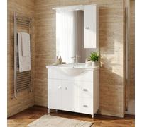 SAVINI DUE Mobile Bagno con Lavabo e Specchio Moderno 86 cm in Legno colore Bianco - Smart
