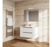 SAVINI DUE Mobile Bagno Sospeso con Lavabo e Specchio 80 cm Bianco - Ibiza