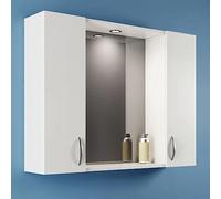 Specchiera bagno con due ante e faretto integrato L=77cm h=57cm p=16cm Savini