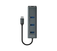 Savio AK-57 USB-C - 3 x USB-A HUB with RJ-45 Gigabit Ethernet adapter 5000 Mbit/s grey