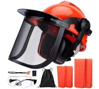 SAVIOR Casco di protezione forestale EN 397 per motosega, con 4 pezzi, con visiera e protezione dell'udito EN 352-3, casco di sicurezza professionale per circonferenza della testa di 54-63 cm