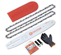 Savior Set di 2 catene per motosega con guida a catena e protezione, 25 cm, 40 g, 1,3 mm