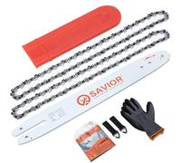 Savior Set di 2 catene per motosega con protezione guida e guida da 35 cm, 3/8" LP 50 maglie da 1,3 mm, compatibile con Stihl MS180 MS200T MS201T MS210 MS211