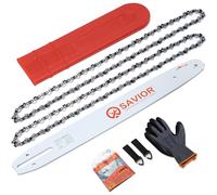 Savior Set di 2 catene per motosega con protezione guida e guida da 40 cm, 3/8" LP 56 maglie da 1,3 mm, compatibili con Oregon, Husqvarna, Makita, McCulloch e altri