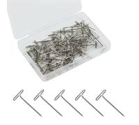 SAVITA 100 Pezzi Perni a T per Teste di Parrucche, 25mm Perni Dritti per Parrucche con Una Scatola di Plastica Perni a T per Artigianato Lavoro a Maglia Cucito Gioielli (Argento)