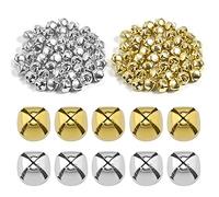 SAVITA 100pcs Noël Jingle Bells, Campanellini Sonagli Piccoli, Campanellini Natalizi, Campanelle Natalizie in Metallo, Petites Clochettes Grelots pour Décoration Maison Festival (Argent, Oro, 1,2 cm)