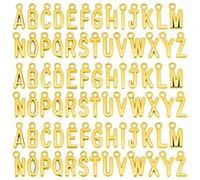 SAVITA 104 Pezzi ABC Lettera Charms, Mini Lettere Maiuscole Alfabeto A-Z Bracciale in Lega di Zinco Collana Ciondoli con Lettere Pendenti Alfabeto per Gioielli Braccialetti Fai Da Te (Oro)