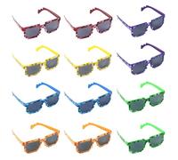 SAVITA 12 Pz Occhiali da Sole Pixelati, Occhiali Colorati a Pixelati Occhiali da Gioco per Bambini e Adulti per Compleanni Eventi di Gioco Feste Rave Oggetti di Scena Foto