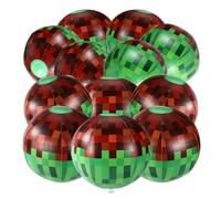 SAVITA 12pz Palloni Spiaggia in Stile Pixel, Palloni Spiaggia Gonfiabili Materiale PVC in Stile Videogioco per Bambini Feste Attività All'Aperto Giochi Estivi Piscina Forniture(Verde e Marrone)