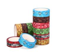 SAVITA 12pz Rotoli Nastro Washi Pixel Set, 1,5cmx10m Cartoni Animati Nastro Washi Feste Pixel Articoli per Scrapbooking Confezioni Regalo Bricolage e Materiale Scolastico (Lunghezza Totale 120m)