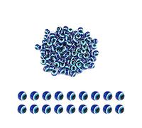 SAVITA 150 Pezzi Blu Perline di Malocchio Bulbo Oculare Distanziatore Resina Fatte a Mano Charms per Bracciali Fai da Te Collana Creazione di Gioielli (8mm)