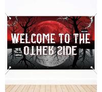 SAVITA 180x110cm Welcome To The Other Side Sfondale, Grande Stendardo Foresta Sottosopra Straniero Horror Spaventoso Decorazioni Feste Tema per Halloween Compleanno Decorazione Parete Accessori Foto