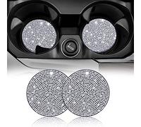 SAVITA 2 Pezzi 7 cm/ 2,75 pollici Sottobicchieri per Auto, Sottobicchieri Portabicchieri per Auto Sottobicchieri per Auto Glitterati, Tappetini Tazze Accessori Auto Strass Bling per Donne e Ragazze