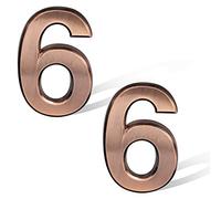 SAVITA 2 Pezzi 7cm Numeri per Cassette Postali in Bronzo, Adesivi per Numeri di Indirizzo, Cartelli per Numeri di Porte per Auto Appartamenti Hotel (Numero 6)