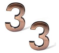 SAVITA 2 Pezzi 7cm Numeri per Cassette Postali in Bronzo, Adesivi per Numeri di Indirizzo, Cartelli per Numeri di Porte per Auto Appartamenti Hotel (Numero 3)