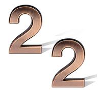 SAVITA 2 Pezzi 7cm Numeri per Cassette Postali in Bronzo, Adesivi per Numeri di Indirizzo, Cartelli per Numeri di Porte per Auto Appartamenti Hotel (Numero 2)