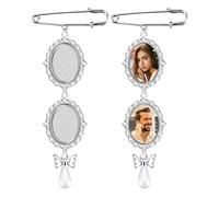 SAVITA 2 Pezzi Ciondoli per Bouquet Sposa, con 4 Pezzi Cabochon in Vetro Ovali Estetica Classica Ciondolo per Foto con Cabochon con Motivo a Pizzo per Lavori Fai Da Te (Pendente Farfalla Perla)