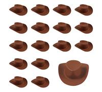 SAVITA 20 Pezzi Mini Cappelli da Cowboy, Plastica Cappello Cowboy Miniatura Cappello da Bambola Carino Accessori per Feste per Finta Gioco di Travestimento Decorazione Casa Delle Bambole (Marrone)