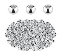 SAVITA 200 Pezzi 5mm Perline Distanziatrici Rotonde Metallo Argento per Creazione di Gioielli, Tonde Lisce per Braccialetti Collane Orecchini Artigianato Fai-Da-Te