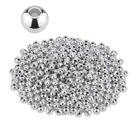 SAVITA 200 Pezzi 8mm Perline Distanziatrici Rotonde Creazione di Gioielli, Metallo Argento Tonde Lisce Braccialetti Collane Orecchini Artigianato Fai-Da-Te