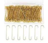 SAVITA 200 Pezzi di Gancio di Natale, Ganci per Ornamenti per Albero di Natale a Forma di C 6x1,3cm con Scatola Portaoggetti Ganci in Metallo Pieghevoli per Decorazioni Natalizie (Oro)