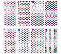 SAVITA 2000+ Strass Adesivi 3D Glitter Sparkle Crystal Stickers per Bambini più Colori e Forme(9 Fogli)