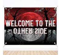 SAVITA 210x150cm Welcome To The Other Side Sfondale, Grande Stendardo Foresta Sottosopra Straniero Horror Spaventoso Decorazioni Feste Tema per Halloween Compleanno Decorazione Parete Accessori Foto