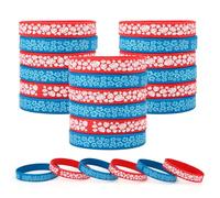 SAVITA 24 Braccialetti in Silicone Anime, Simpatici a Tema Cartone Animato Hawaiano Braccialetti con Stampa Floreale Articoli per Feste a Tema Rosso e Blu per Baby Shower di Compleanno