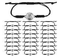 SAVITA 24 Pezzi Bracciale Pallavolo, Corda Intrecciata Bracciale con Ciondoli Pallavolo Regolabile con Decorazione Ciondolo Pallavolo, Regali per Ragazze Adolescenti Ragazzi Donne Uomini Giocatori