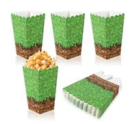 SAVITA 24pz Scatole per Popcorn, 12x7x5cm Sacchetti Popcorn a Tema Minatore Verde e Marrone Forniture Creative Feste a Tema Minatore Contenitori Snack e Caramelle per l'Home Theater