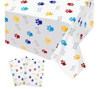 SAVITA 2pz Tovaglia con Stampa di Zampe, 274x136 cm Grande per Tovaglie con Stampa Zampe di Cane Decorazioni per Feste a Tema Cane e Animali Domestici