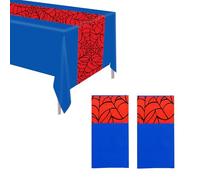 SAVITA 2pz Tovaglie Ragno, 137x274cm Rete Ragno Blu e Rossa Copritavolo in Plastica Rettangolare per Decorazioni Compleanno a Tema Cartone Animato Bambini