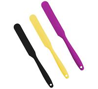SAVITA 3 Pezzi 2 taglie Spatole in Silicone Antiaderente per Torta al Burro Cucchiaio da 500°F per Raschietto per pastella Resistente al Calore (Viola, Nero, Giallo)