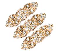 SAVITA 3 Pezzi Applicazioni di Strass, 9,5 x 3 cm Toppe Termoadesive con Strass, Decorazioni di Cristallo, Rhinestone Applique per la Sposa Vestiti Cintura Vestito (Oro)